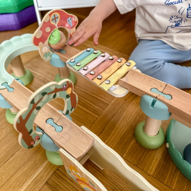 Drewniana kulkowa ścieżka z ksylofonem Tooky Toy 44 szt.