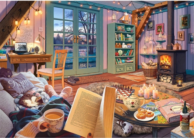 Drewniane puzzle przytulna chata