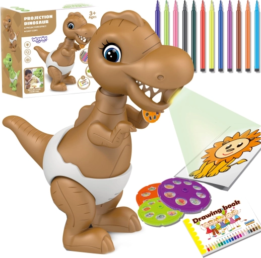 Woopie dinozaur projektor do rysowania z markerami