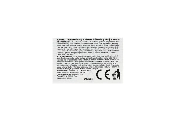 Traktor/ładowarka/koparka z przyczepą z plastikową łyżką na wolnym biegu 2 kolory w siatce 16x61x16cm