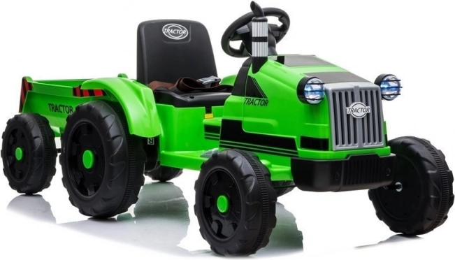 Dziecięcy akumulatorowy traktor z przyczepą zielony