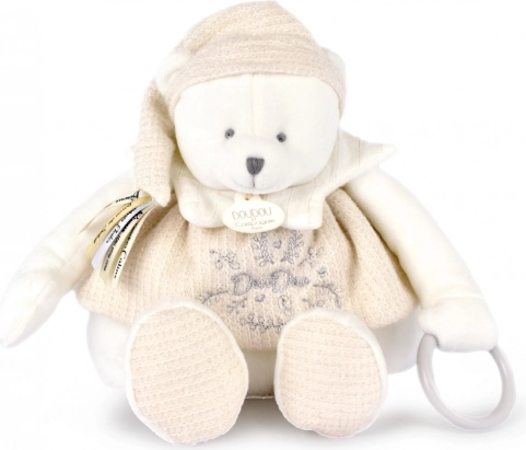 Doudou pluszowy miś polarny z wstążkami 30 cm beżowy