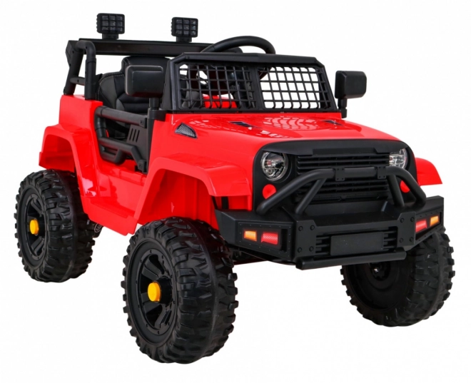 Samochód na baterie Jeep Dark Night dla dzieci + wolny start + EVA + LED audio – Czerwony
