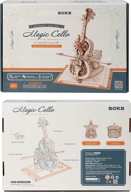 RoboTime drewniane mechaniczne puzzle Magiczne wiolonczelo (napęd elektryczny)