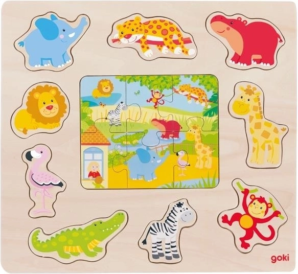 Drewniana układanka i puzzle Zwierzęta z zoo