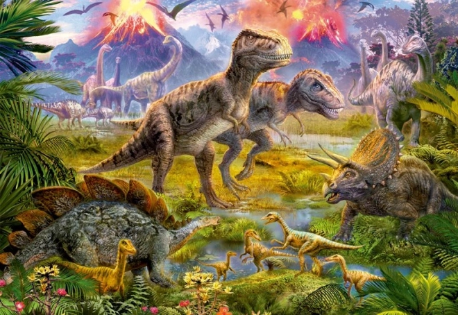 Puzzle 500 elementów, spotkanie dinozaurów