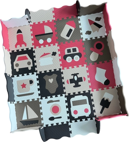Woopie piankowa mata puzzle z kojcem Pojazdy