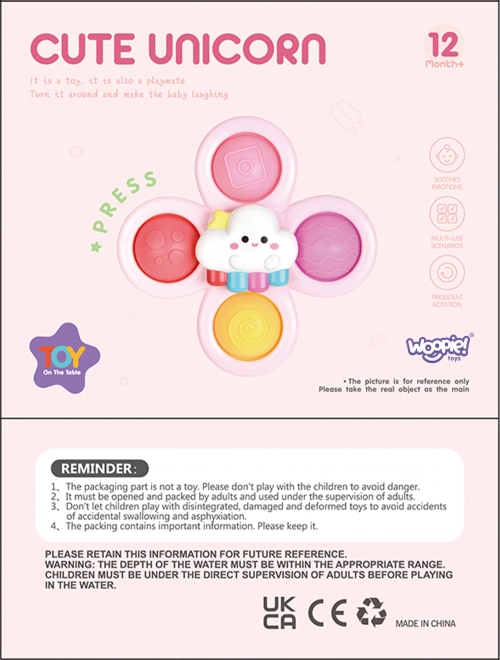 WOOPIE dziecięcy kosmiczny spinner pop-it zabawka sensoryczna różowa, zestaw 3 szt.