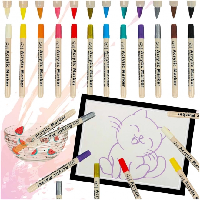 Wodoodporne akrylowe markery do tkanin i kamieni DIY 12 szt.