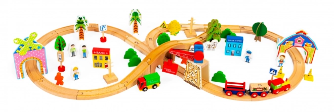 Drewniana kolejka 74 elementy Ecotoys