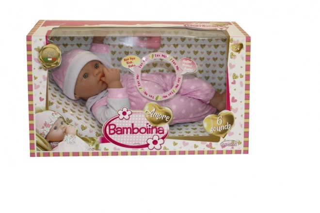 Laleczka Bambolina z dźwiękami i akcesoriami 36 cm