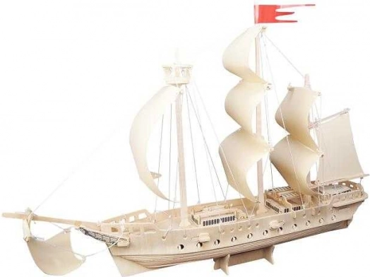 Woodcraft drewniane Puzzle 3D żaglówka – naturalne