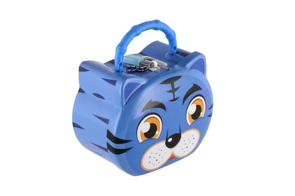 Skarbonka kot/puszka kotek z zamkiem 14x12cm 3 kolory w plastikowym pudełku