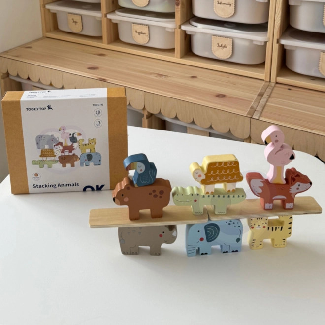 Drewniane kostki zwierzątka Montessori 9 szt. od Tooky Toy