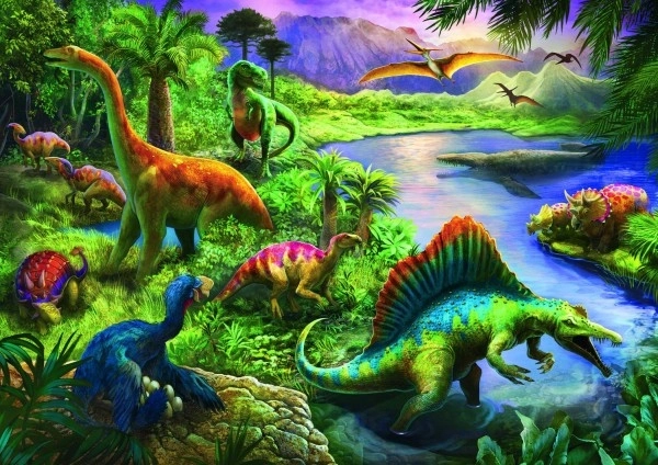 Puzzle Dinozaury 200 elementów 48x34cm w pudełku 33x23x4cm