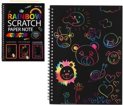 Tęczowy notes do zdrapywania dla dzieci 19 × 26 cm