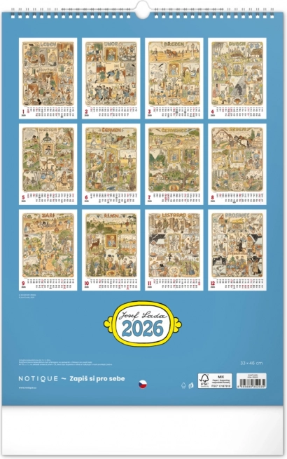 Kalendarz ścienny Josef Lada 2026