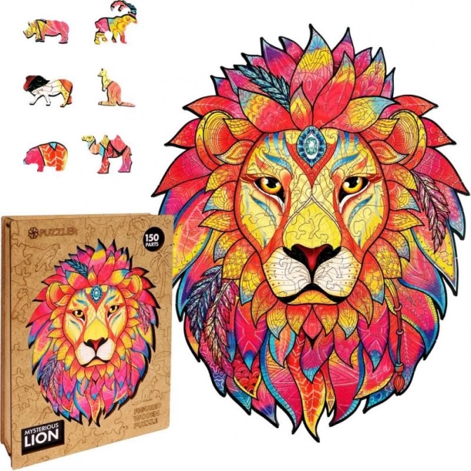 Magiczne drewniane kolorowe puzzle - Tajemniczy lew