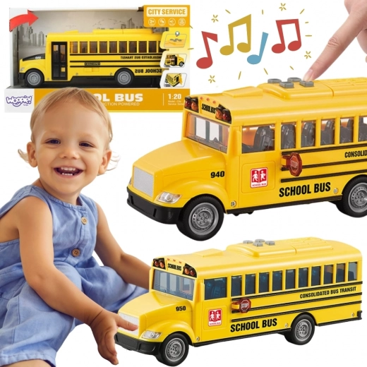 Interaktywny szkolny autobus WOOPIE 1:20 z efektami i otwieranymi drzwiami