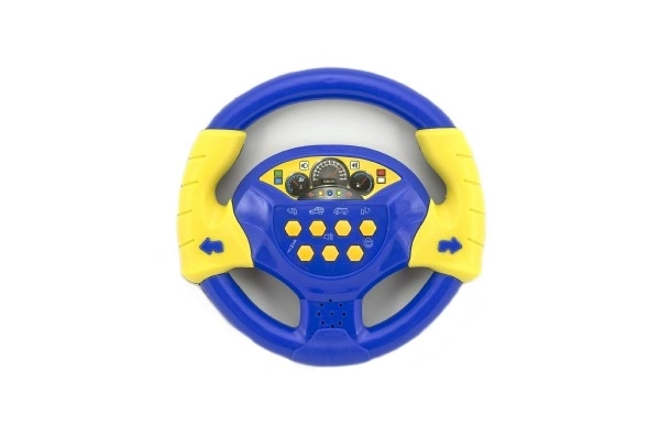 Niebieska plastikowa kierownica 20cm na baterie z dźwiękiem w opakowaniu czeski design