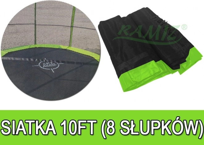 Siatka ochronna do trampoliny 305 cm (10 ft), 8 tuneli, zielona SkyRamiz