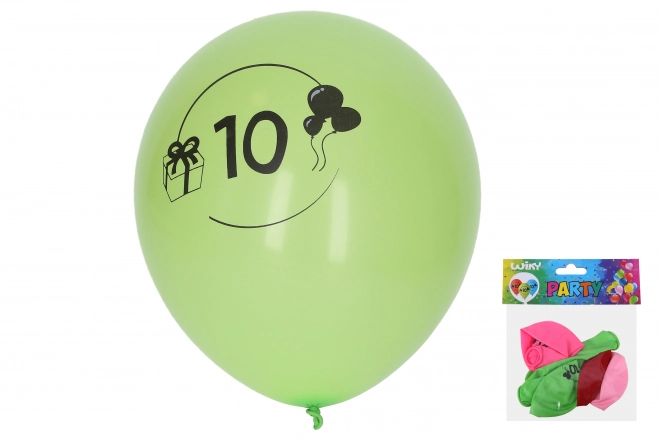 Balonik dmuchany 30 cm z numerem 10 - zestaw 5 sztuk