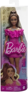 Barbie modelka w różowej sukience z falbankami
