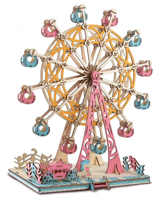 Woodcraft Drewniane 3D puzzle Diabelski Młyn pastelowe