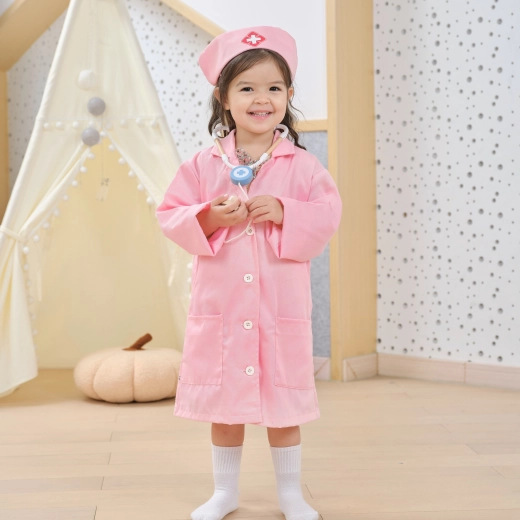 Autentyczny różowy fartuszek z kieszenią