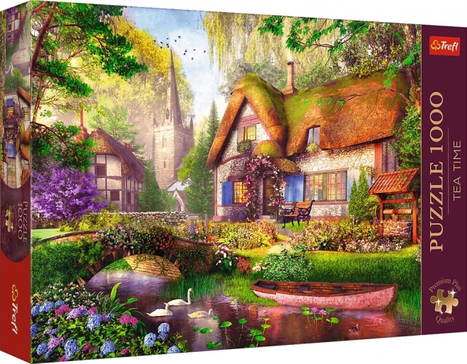 TREFL Puzzle Premium Plus Czas na herbatę: Drewniana chata 1000 elementów