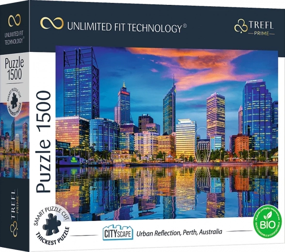 Puzzle TREFL UFT Cityscape – odbicie miasta Perth, Australia, 1500 elementów