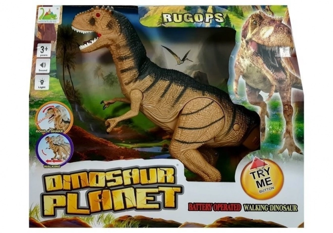 Tyranosaurus dinozaur porusza się ryczy świeci się