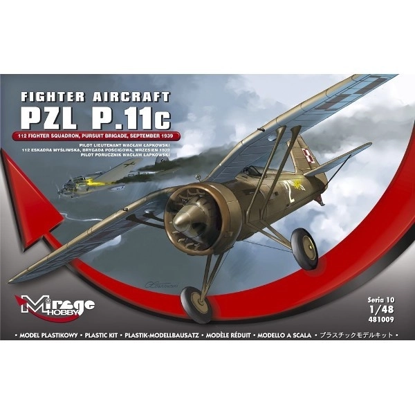 Plastikowy model samolotu PZL P.11c od Mirage Hobby w skali 1:48