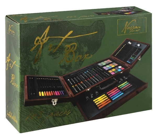 Zestaw do malowania - Art box kreatywny zestaw 103 szt. w drewnianej walizce w pudełku 39x27x9 cm