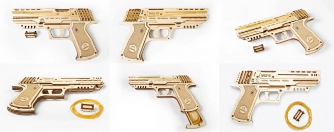 Mechaniczna 3D układanka pistolet UGEARS Wolf-01