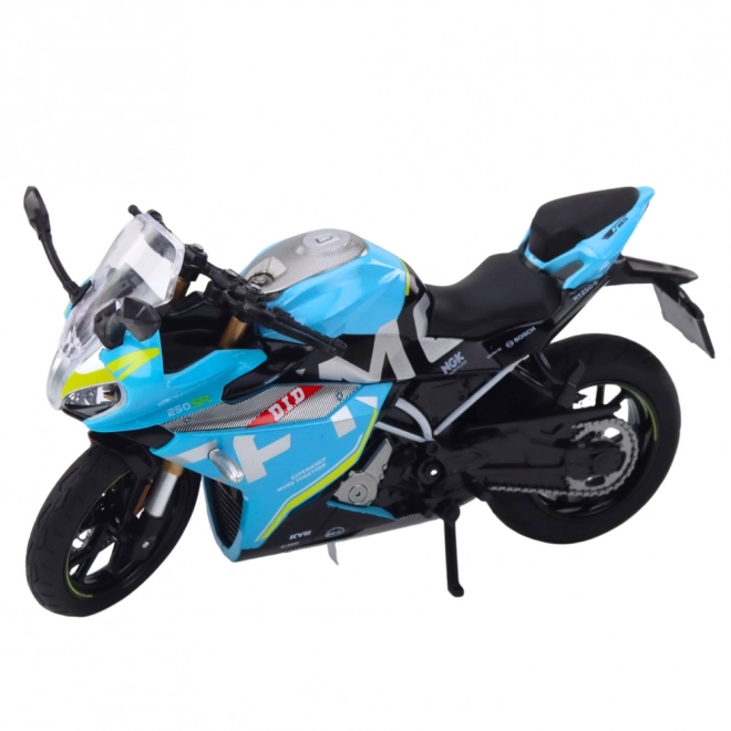 Sportowy motocykl metalowy niebieski 1:12