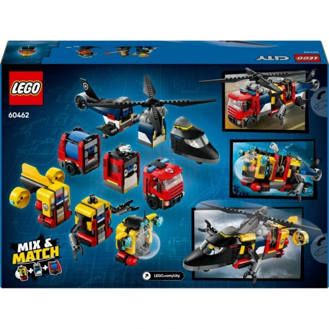 LEGO® City 60462 Remix: Helikopter, wóz strażacki i łódź podwodna