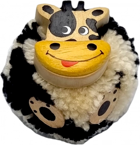 drewniany magnes krowa z pomponem 2Kids Toys