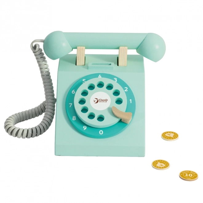 Klasyczny drewniany telefon dla dzieci