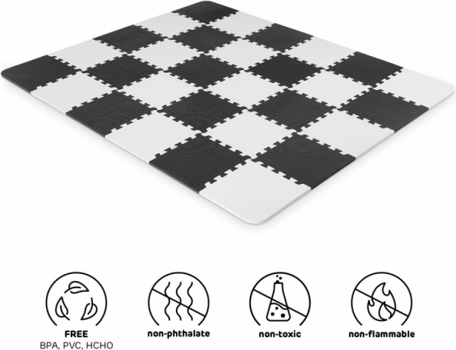 Piankowa mata KINDERKRAFT Luno, czarno-biała, 30 szt. (29,5 × 29,5 cm)