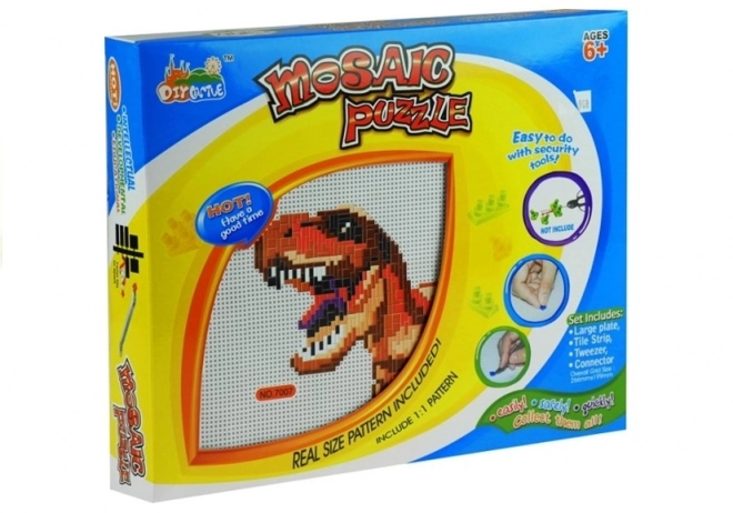 Duża mozaika z kolorowymi kołeczkami z dinozaurami