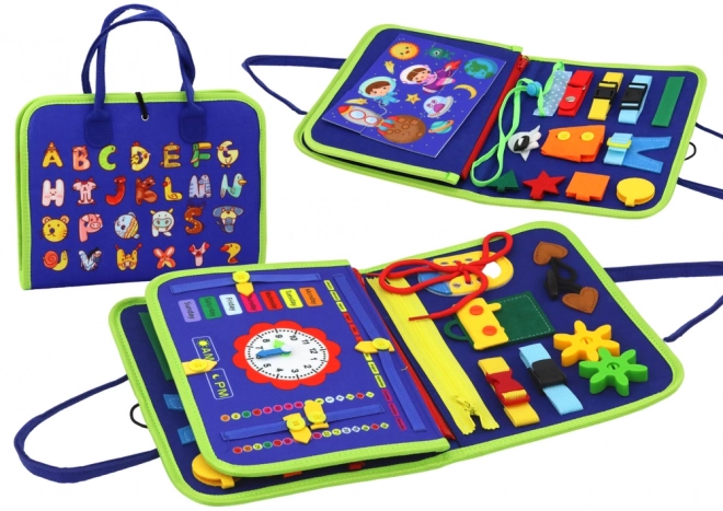 Dziecięca sensoryczna edukacyjna tablica niebieska