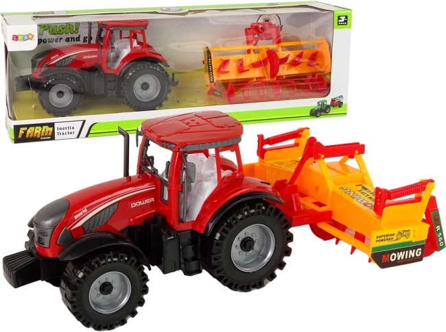 Traktor z kultywatorem z napędem bezwładnościowym – czerwony