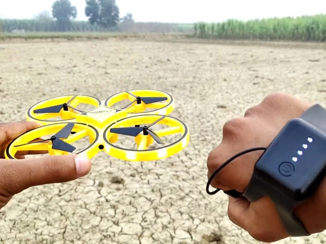 Dron sterowany gestami ręki + pilotowanie zdalne Kwadrokopter RC0573 – Żółta