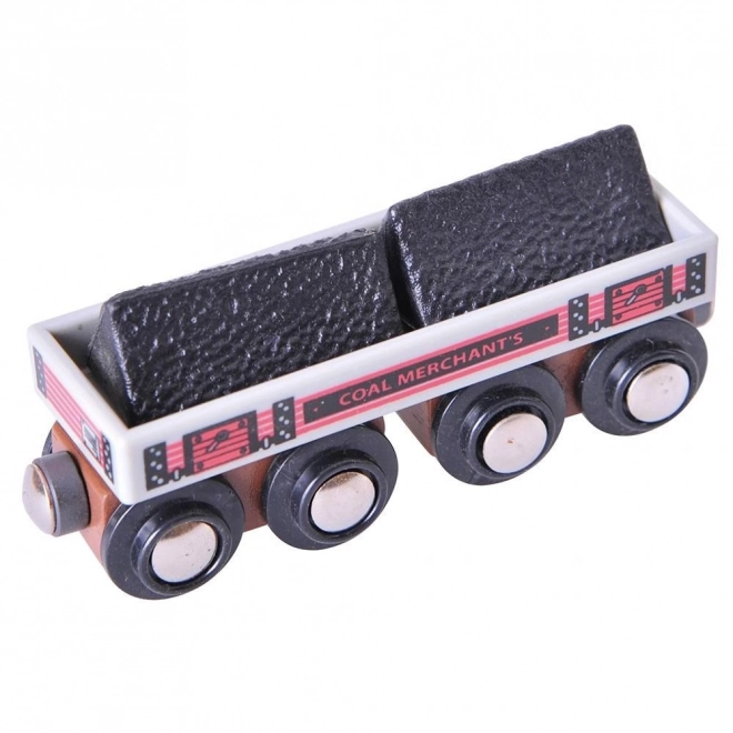 Bigjigs Rail Długi wagonik z węglem + 2 tory