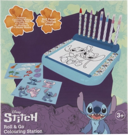 Stojak z kolorowankami Lilo i Stitch oraz farbami