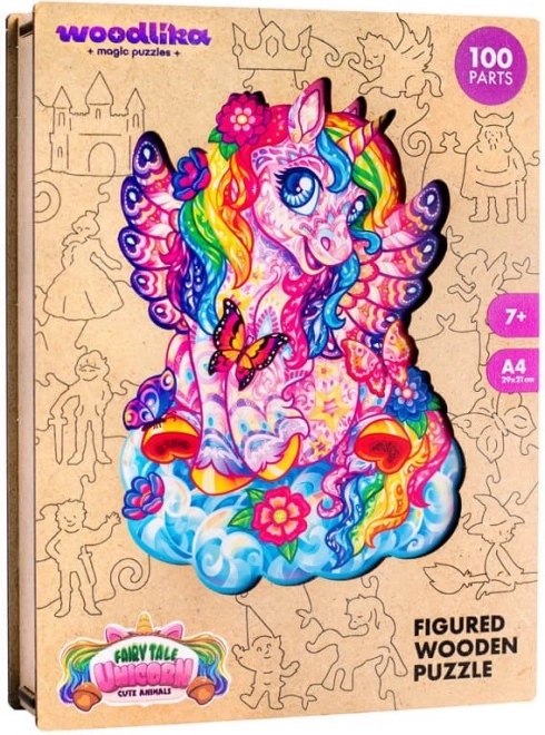 Drewniane kolorowe puzzle - Bajkowy jednorożec