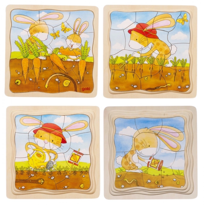 Warstwowe puzzle Królik i marchewka