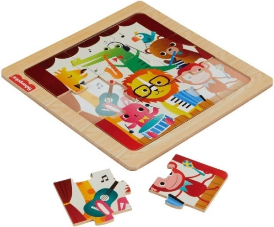 Drewniane puzzle Fisher-Price – różne motywy (9 elementów)