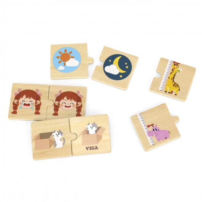 Drewniane puzzle z obrazkami przeciwieństw VIGA
